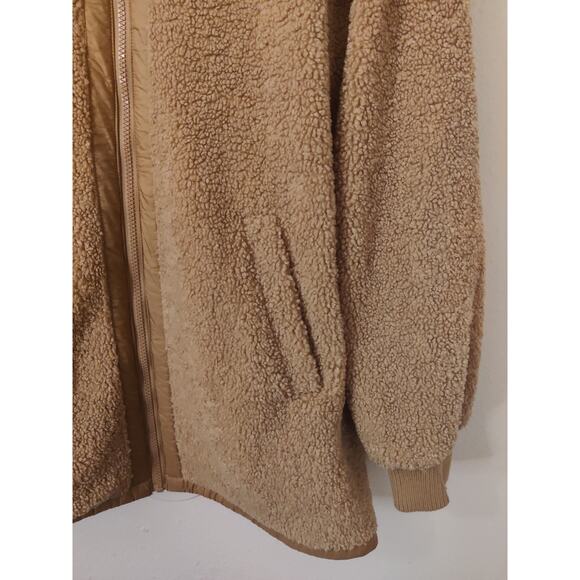 1 Madison Expedition Women's Tan Hooded Full Zip Fuzzy Teddy Jacket Size L - Picture 7 of 11